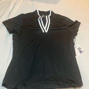 Lady Hagen Black and White V-Neck T-Shirt size medium Tail white label moisture